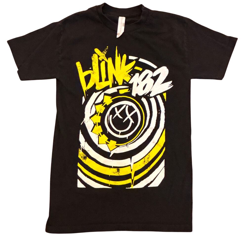 Vintage Blink 182 T-Shirt Small Black Smiley Black Punk Emo Band Concert Tour